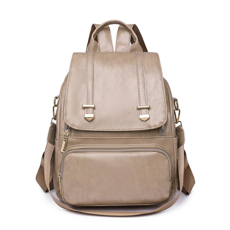 PU soft leather backpack women's new versatile large-capacity women's backpack retro anti-theft backpack