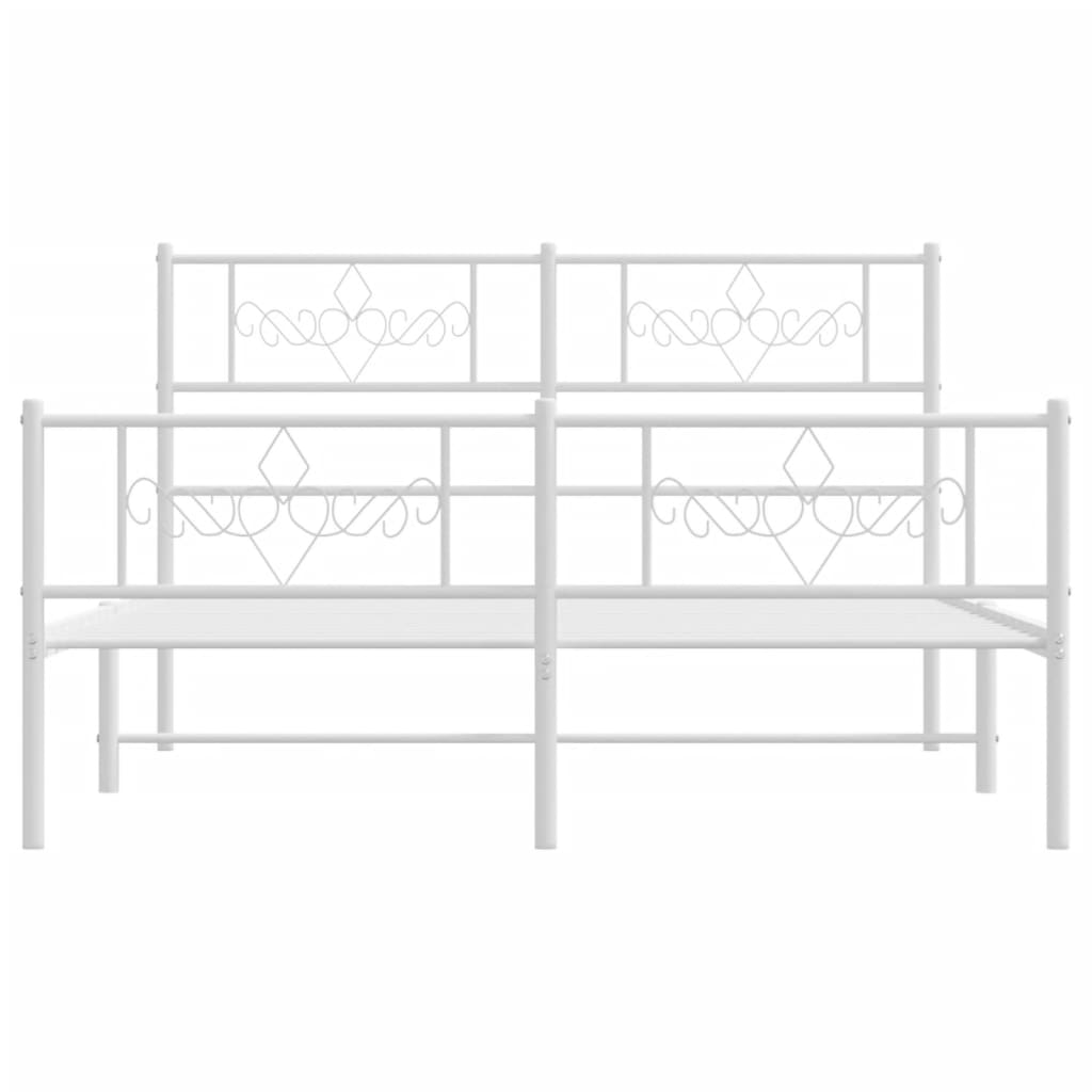Metal Bed Frame with Headboard and Footboard White 120 x 190 cm