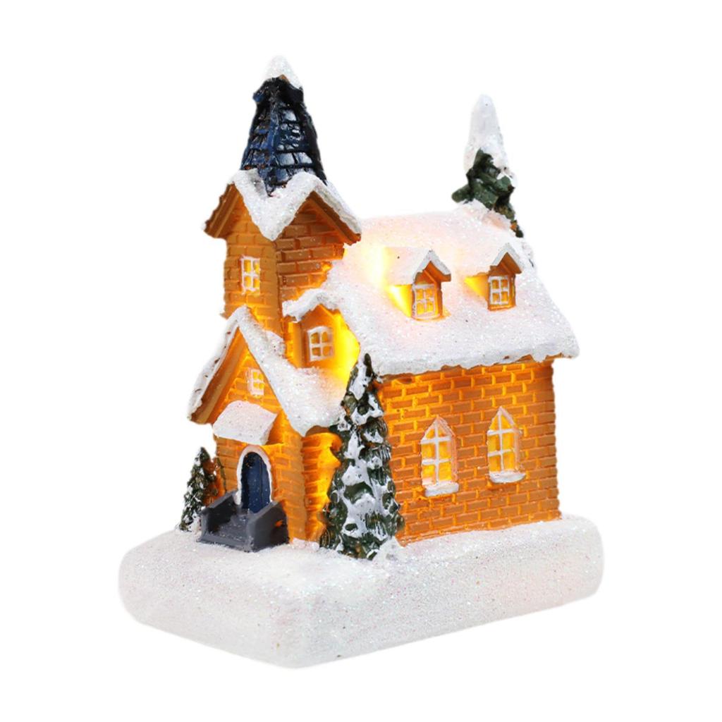 Lighted Up Christmas Village House Gift Decors LED Lighted Christmas Village for Home Indoor Outdoor Bookshelf Office Cabinet