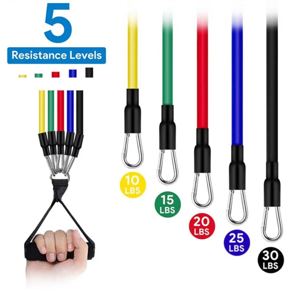 11Pcs/Set Durable TPE Tension Rope Set Anti-Break Elastic Training Band  Full Body Workout