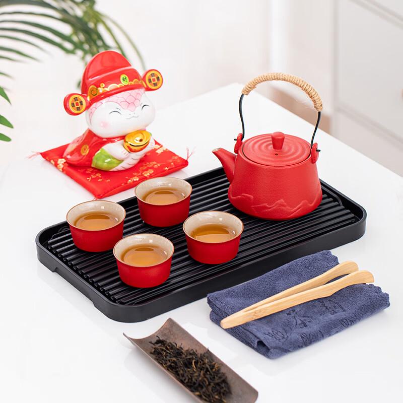 Year of the Snake Ceramic Tea Set with Lucky Piggy Bank