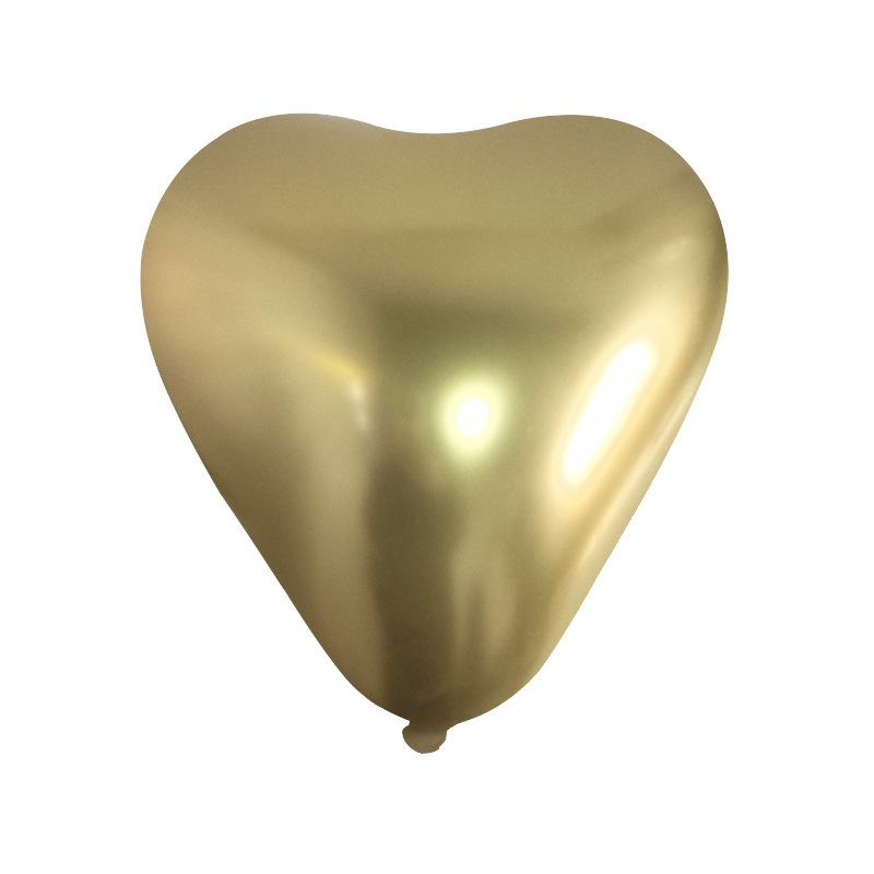 Valentine‘s Day Balloons Metallic Gold Heart Chrome Balloons for Wedding Party Decor Thickened Latex Balloon Set