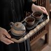 Japanese Gilded Coarse Pottery Tea Tray Zen Tea Making Platform Household Retro Style Tea Set Tray Teaware Kitchen Dining Bar