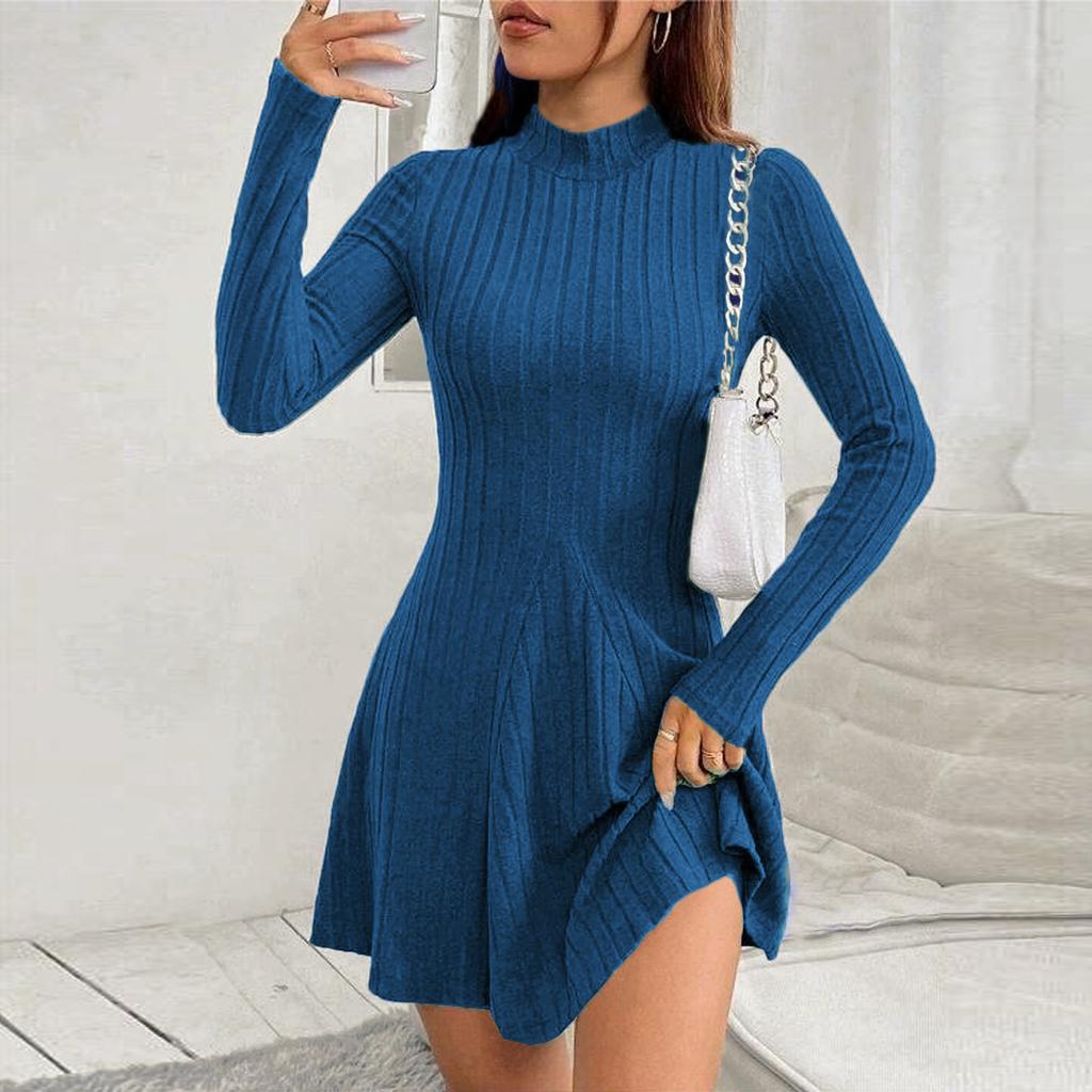 Womens Long Sleeve Sweater Dress Bodycon Mock Neck Ribbed Knit Fall Long Dresses