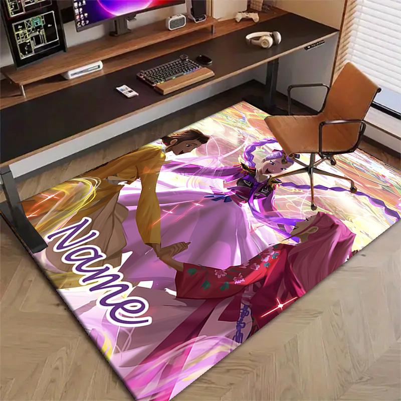 Custom KPop Demon Hunters Mat Personalized Name, Polyester Washable Indoor Entryway Rug, Gift for Christmas, Easter, Thanksgiving Day