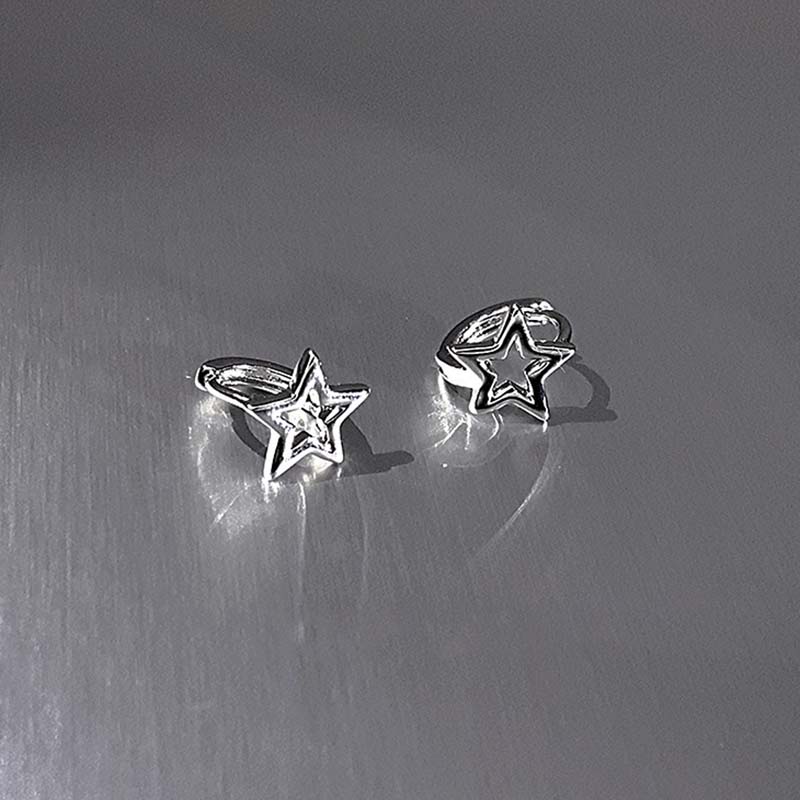 Y2K Stijl Holle Vijfhoekige Stud Oorbellen voor Vrouwen Personaliseer Sterrenbeeld Ronde Oor Gesp Metalen Accessoires Mode Sieraden