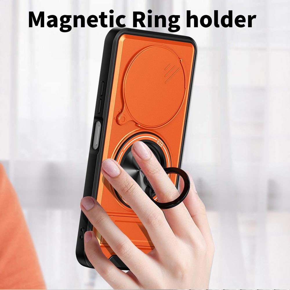 KEYSION Magnetic Phone Case for TECNO Spark 30C 4G Slide Camera Protection Upright Kickstand Shockproof Back Cover for Spark 30C