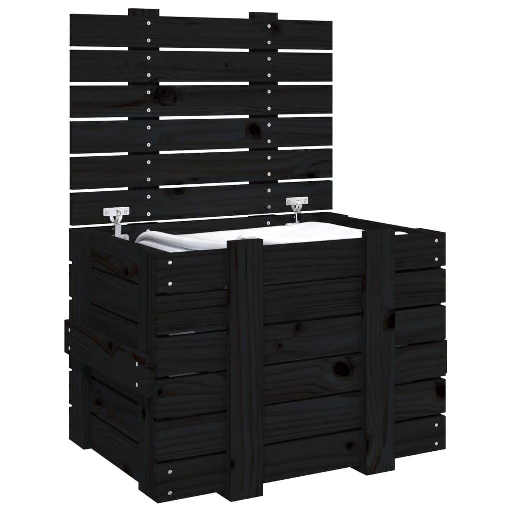 Vidaxl Storage Chest, Black, 58X40.5X42 Cm, Solid Pine
