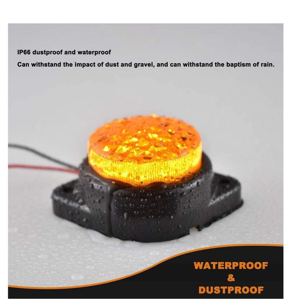 6PCS LED Side Marker Lights 24V Amber Trailer Marker Lamps – Cab Marker / Truck / RV / Semi Truck / Cargo Trailer Lights (Universal Fit)