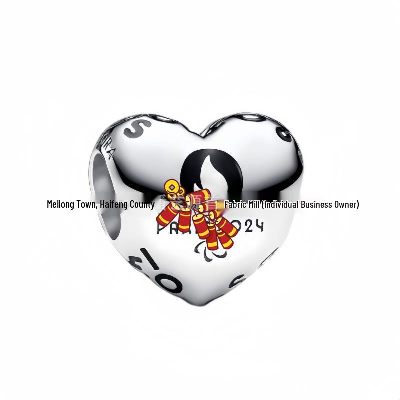 Pan Jia S925 White Copper Cartoon Pendant Beads for DIY Bracelets: Rhinestone-Inlaid Anime Jewelry Accessories