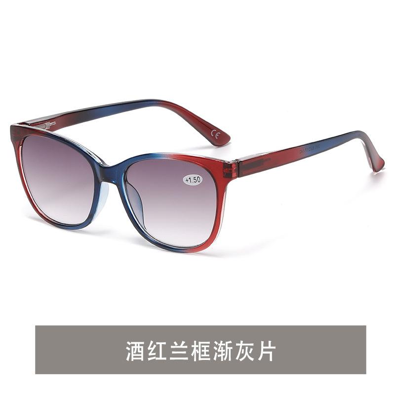 Gradually Changing Color Reading Glasses Women'S Fashion Large Frame Progressive Sun Reading Glasses High Definition Reading Mirror