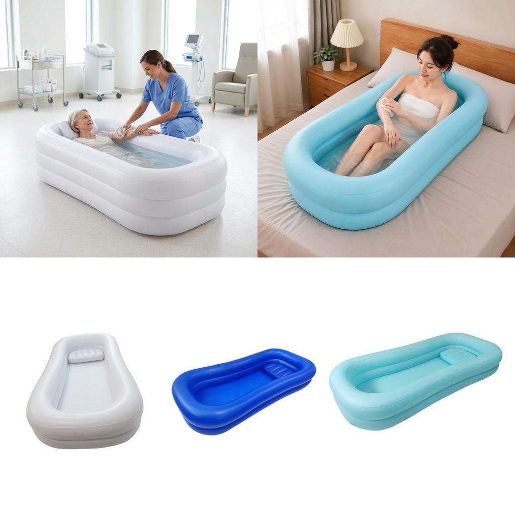 Inflatable Bathtub Adults Portable PVC Foldable Bedside Shower Soaking Bath Tub Comfort Design for Elderly Disabled Home Use
