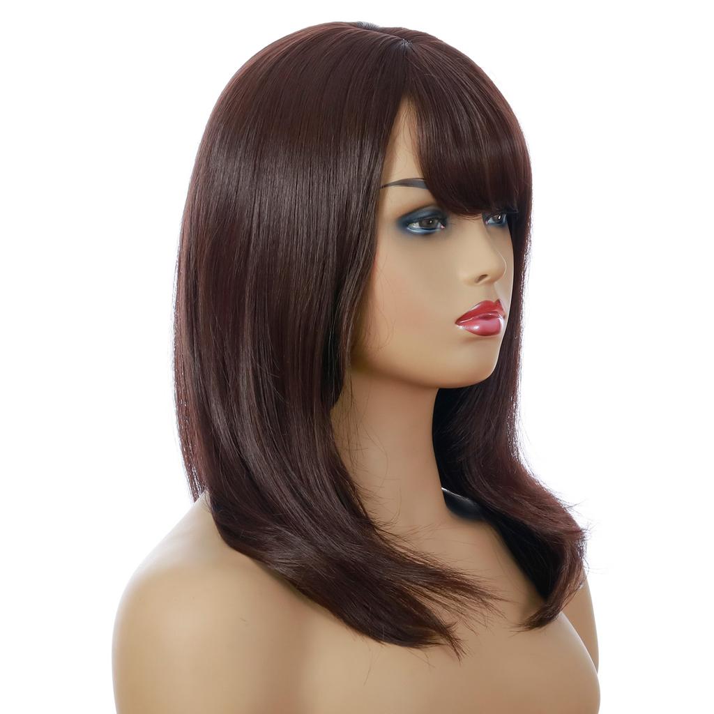 Купить Женский темно-коричневый парик средней длины, волнистый парик ...