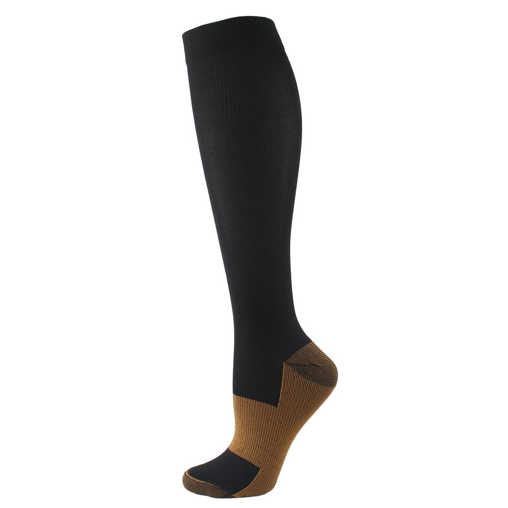 Women's Solid Color Knee-High Copper Ion Compression Socks for Cycling
