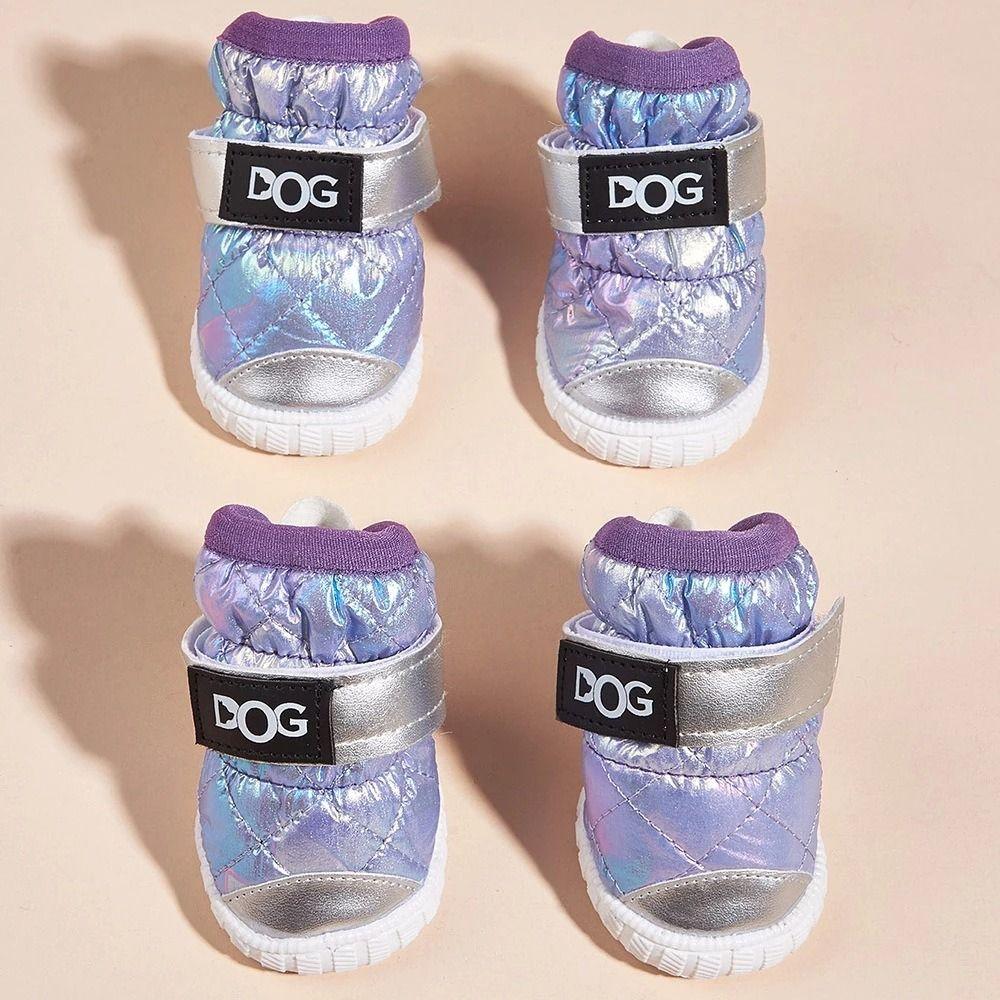 4pcs/set Anti-slip Pet Snow Boots Waterproof Dog Shoes Paw Protector Dog Sports Boots  Winter