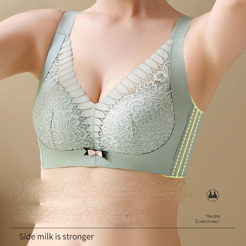 Bezszwowa bielizna, mały biust, specjalny, średniej grubości, marszczona, aby unieść piersi i zapobiec ich zwisaniu. Biustonosz damski bez ramiączek.