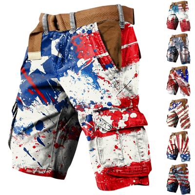 Men's Independence Day Printed Multi Pocket Workwear Shorts