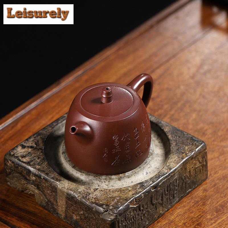 210ml Handmade Yixing Purple Clay Teapot Handmade Carved Handuo Pot Raw Ore Purple Zhu Mud Kettle With Infuser Zisha Tea Set Tea