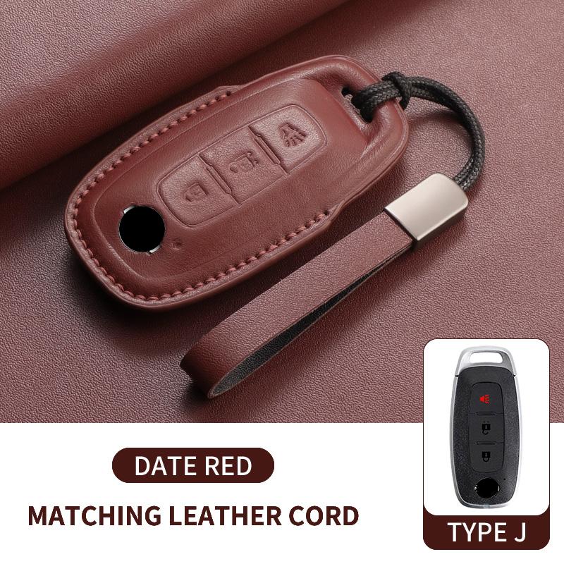 Genuine Leather Auto Key Fob Cover Case Housing Fit For Nissan Teana Qashqai X-Trail Kicks Tiida Auto Smart Key Fob Housing Long-lasting Protective