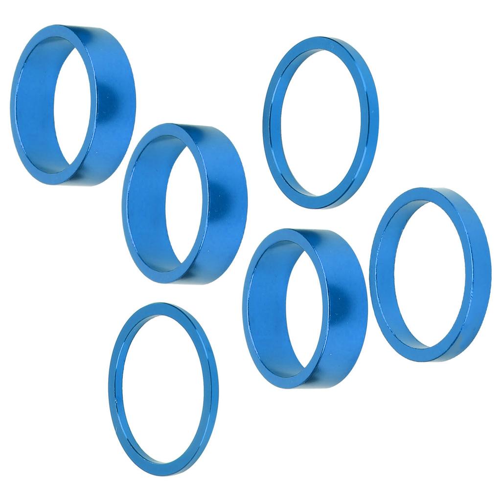 6Pcs Bicycle Headset Spacer Aluminium Alloy Bike Handlebar Stem Spacers for Mountain BikeBlue