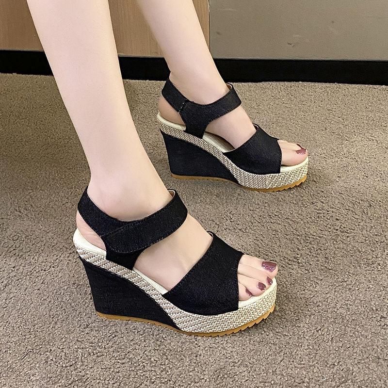 Woman Shoes Platform Wedges Heel Sandals for Women Blue Open Toe Anti Slip Hot High Quality Sandal Vip Comfortable and Elegant
