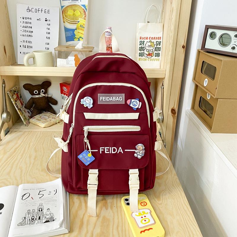 Schoolbag new schoolbag female junior high school Korean version large capacity double backpack primary school students third to sixth grade cute