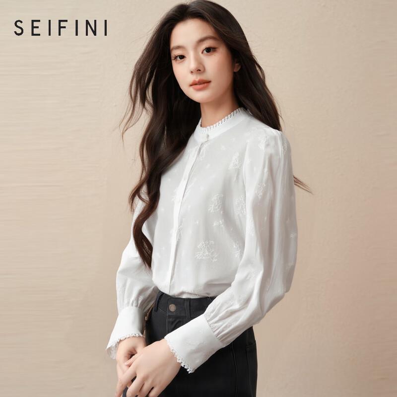 S EIFINI French Embroidered Long Sleeve Shirt M