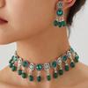 Boho Chic Beaded Tassel Choker Necklace & Retro Earrings Set for Women