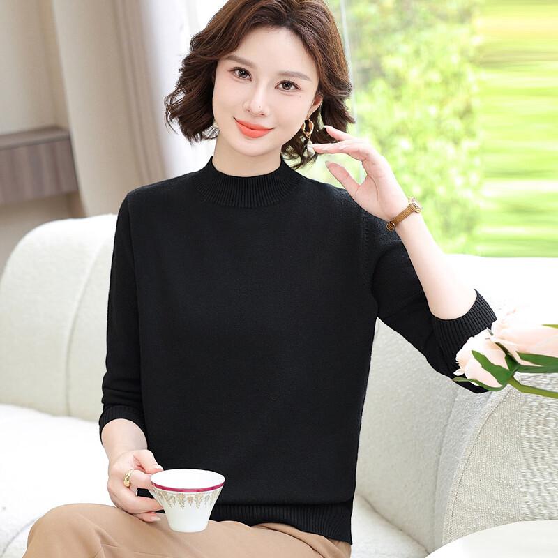 Women s Semi-High Collar Autumn Winter Base Layer Top L