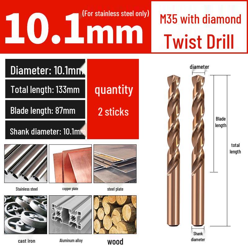 Set di punte da trapano HSS M35 al Cobalto per Legno, Metallo, Acciaio Inossidabile - Alta Durezza