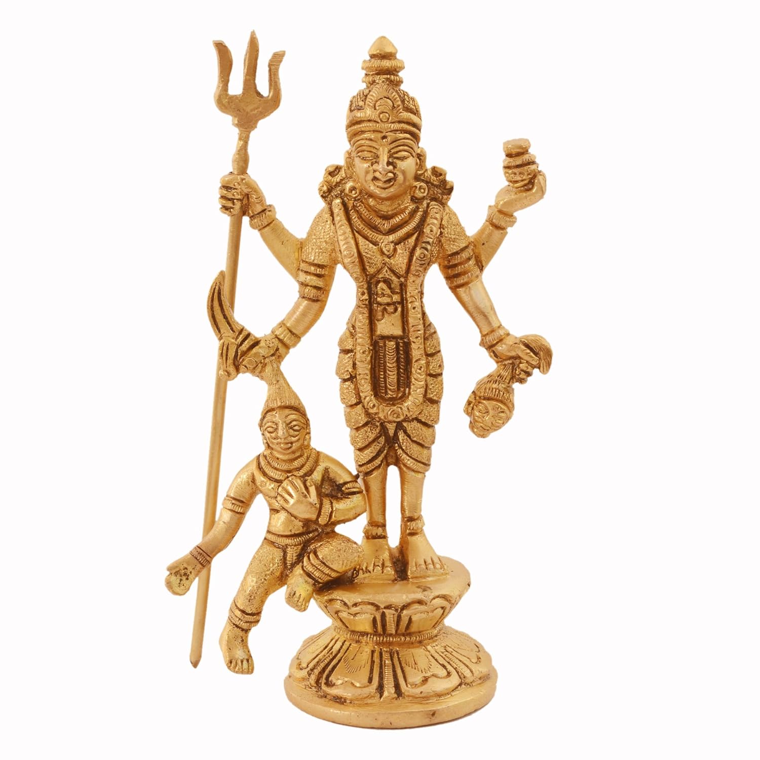 Maa Kali Brass Statue, Hindu Religious Goddess Devi Idol, Brass, Golden Idol