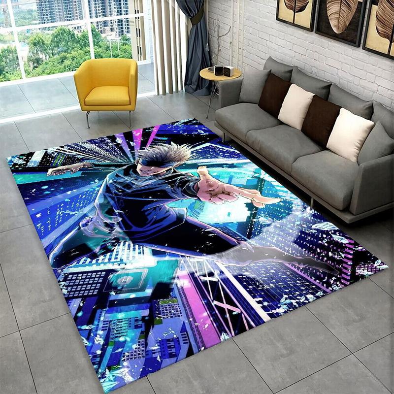 Cartoon Jujutsu Kaisen Anime Itadori Yuj Teppich für Spielzimmer Schlafzimmer Wohnzimmer Sofa Heimdekoration, rutschfeste Bodenmatte für Kinder