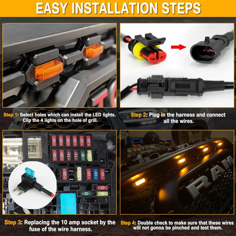 Car Front Grille LED Lights  Raptor Style Lights for 2016-up Toyota Tacoma Front Grille Decorative Lighting Warning Lights DRL