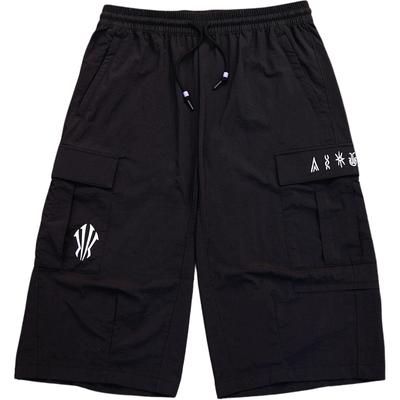 Moda Casual Versátil Cadarço Corta-Vento Shorts Esportivos Unissex Shorts Preto 172531514-2