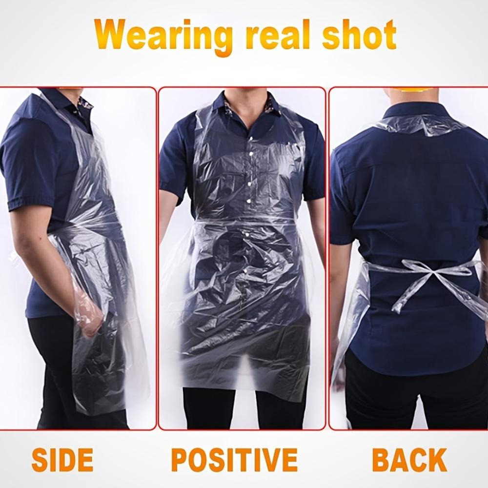 50/100pcs Disposable Plastic Aprons. For painting, cooking, chores & picnics.