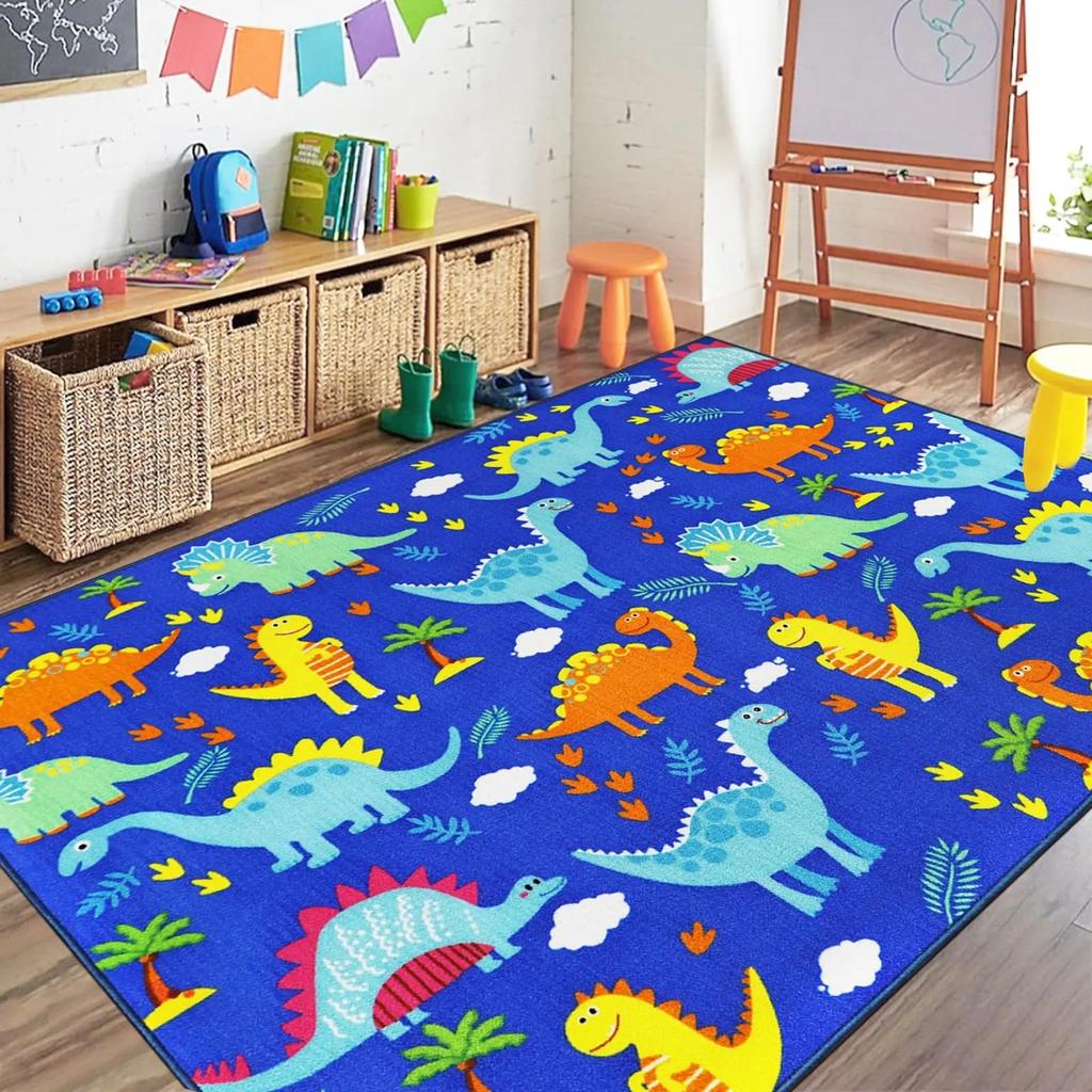 Cartoon dinosaur carpet children's room bedside soft non-slip floor mat game crawling floor mat home decoration carpet door mat