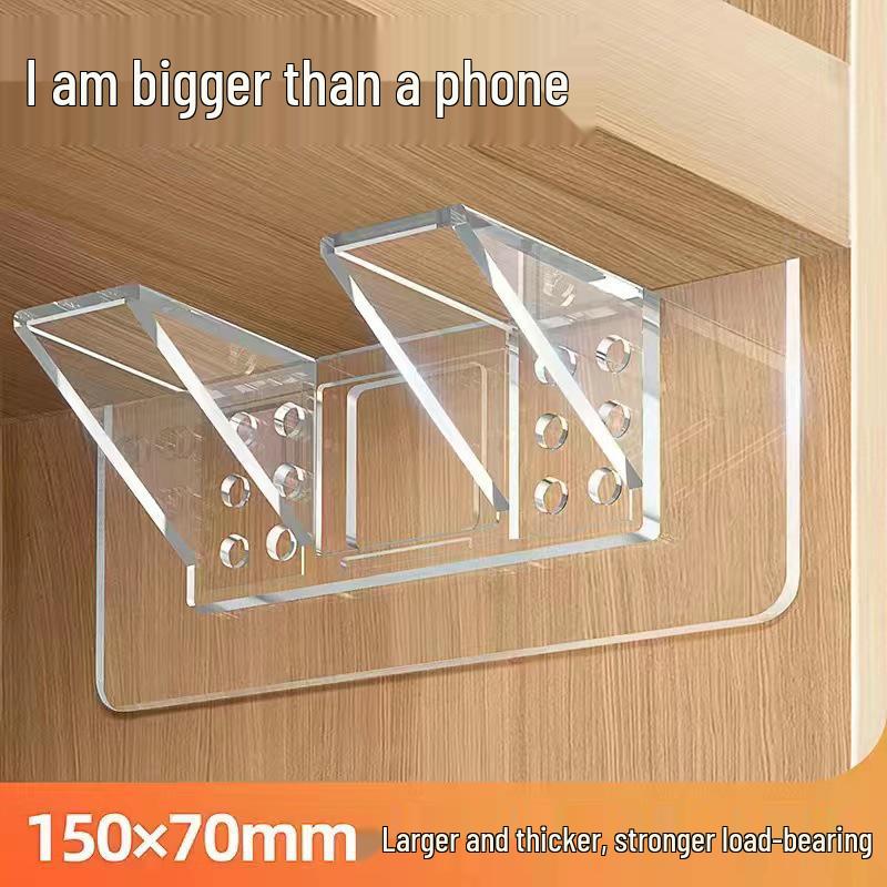 Enhanced No-Trace Adhesive 90° Corner Shelf Bracket for No-Drill Wardrobe Partition.