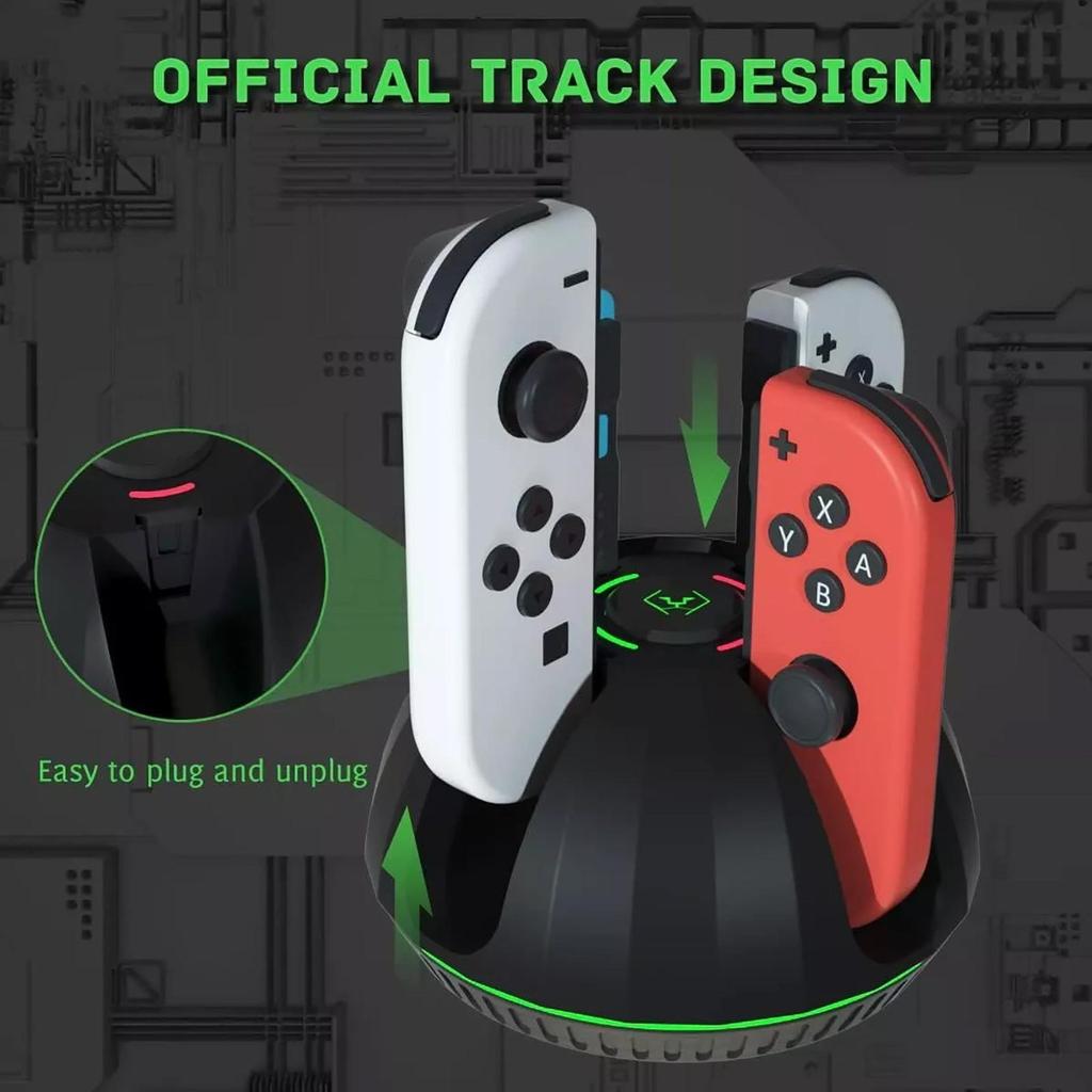 4 In 1 Controller Charger Charging Dock for Nintendo Switch / Switch OLED Joycon, with LED Indication and Charger Cable