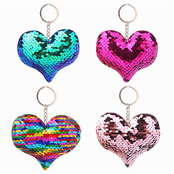 Buy 10CM*15CM Fashion Sequin Heart Keychain Bag Decor Car Pendant
