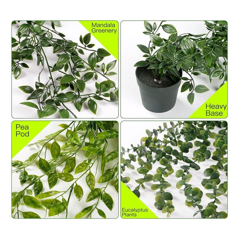 A84E-Artificial Hanging Plants Artificial Mandala 3 Pack Artificial Eucalyptus Potted Greenery Faux Eucalyptus Mandala Vine