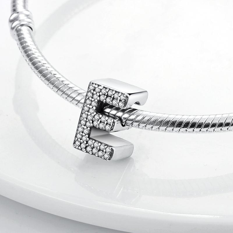 Original A-Z Alphabet Charms Bead 925 Silver 26 Letters CZ Zircon Heart Love Charm Fit Bracelet Bangle Jewelry Making