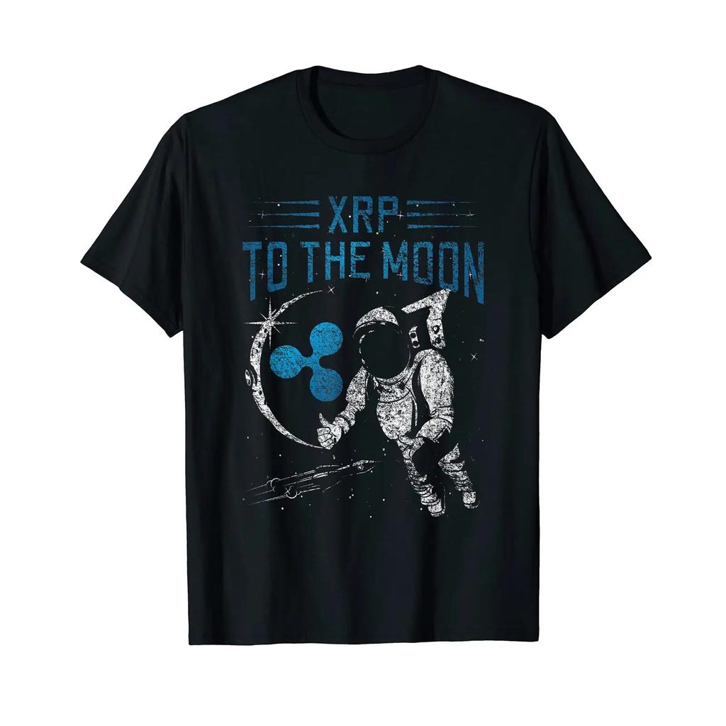 Ripple Xrp Astronaut T Shirt Cryptocurrency To The Moon Vintage Washed Soft Slightly Designer Clothes Stretched Breathable