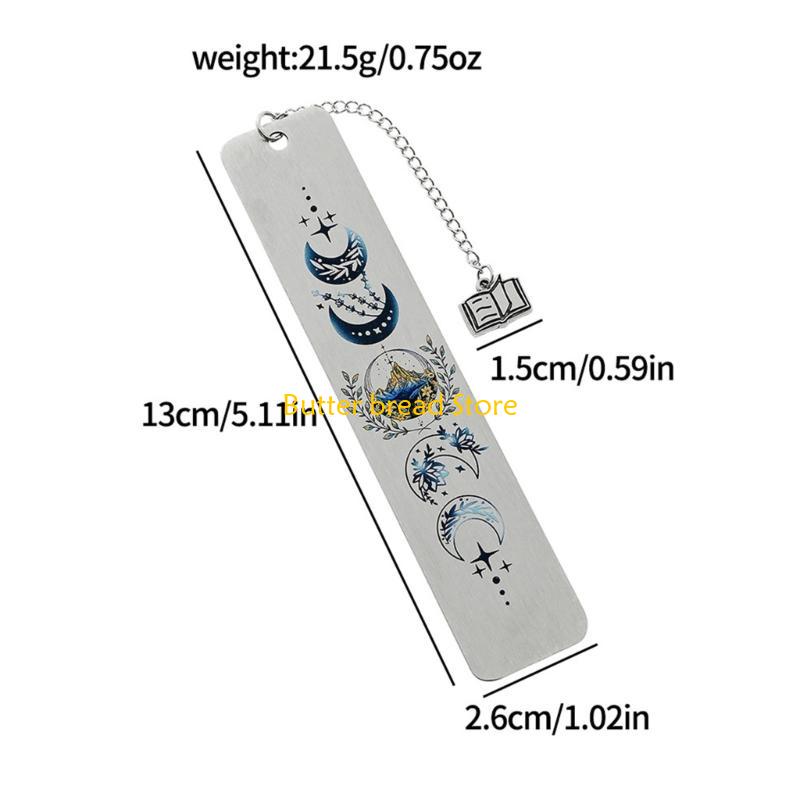 W89C Inspirational Bookmarks Pendant Bookmarks Metal Book Mark Book Page Divider Present for Teacher Book Lover Student