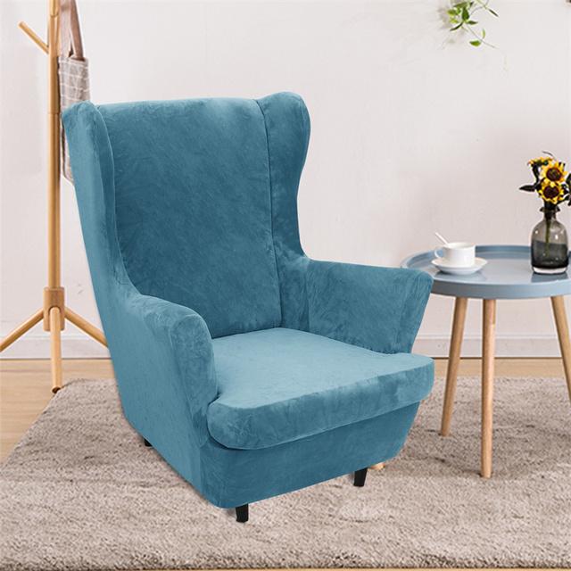 Thicken Velvet Wing Chair Cover Stretch Spandex Armchair Covers Warm Relax Sofa Cover Couch Slipcovers With Seat Cushion Covers