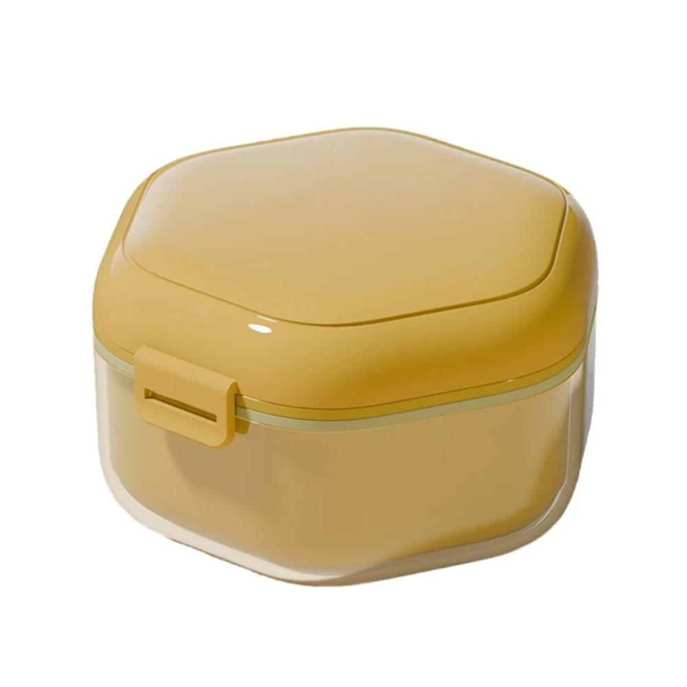 

Denture Cleaning Orthodontic Retainer Case Sealed False Teeth Container Retainer Bath жёлтый