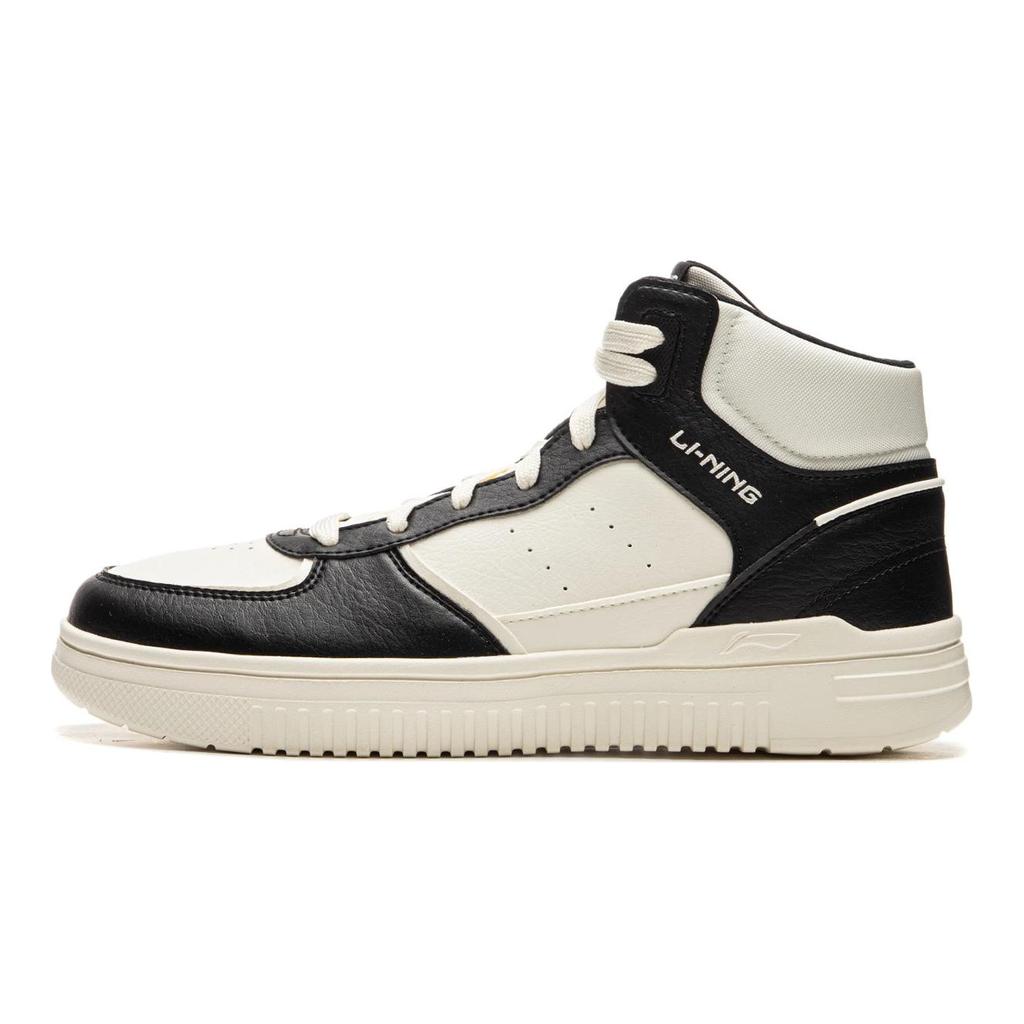 Li Ning Cyan Cloud HI Slip Resistant, Abrasion Resistant, Breathable High Top Skateboard Shoes Men's Black White AGCU549-4