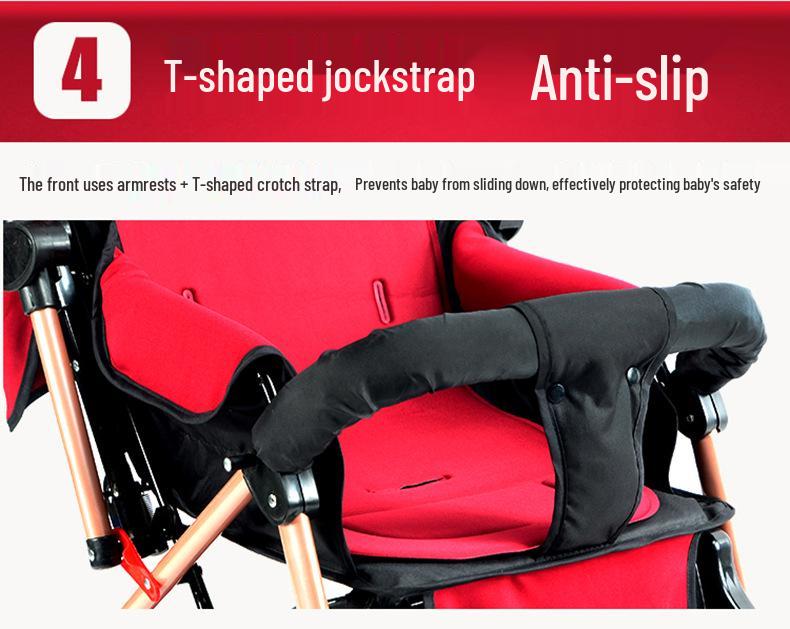 Two-Way High Landscape Reclining Baby Stroller - Lightweight, Foldable, Four-Wheel Shock Absorption