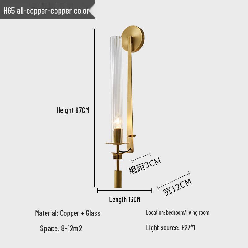 All-Copper Post-Modern Luxury Wall Lamp for Living Room, Bedroom, Study, and Hotel