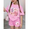 67 Six Seven Vestiti per Bambina Fiocchi Carini Stampa Floreale T-shirt a Maniche Corte + Set Pantaloni Moda Casual Abbigliamento per Bambini Top