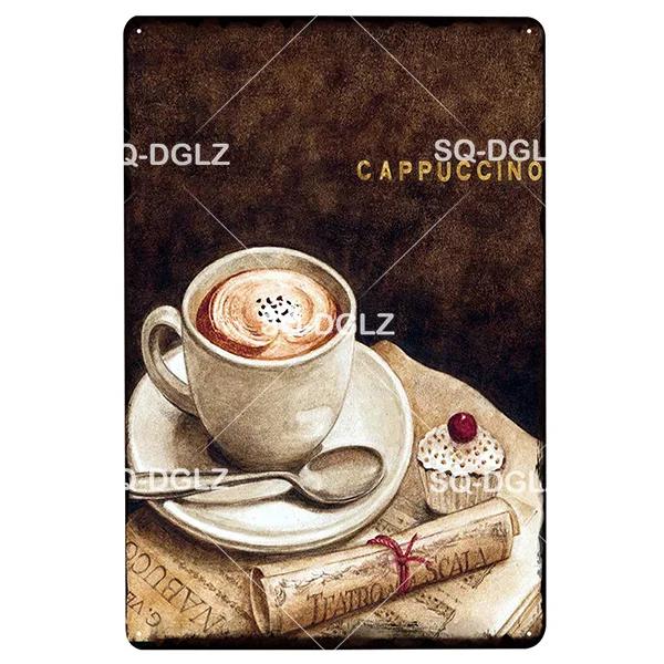 SQDGLZCOFFEE Menu Metal Sign Vintage Plaque Plate Decor For Pub Bar Wall Decor Break Coffee Tin Signs Retro Paris Cafe Poster
